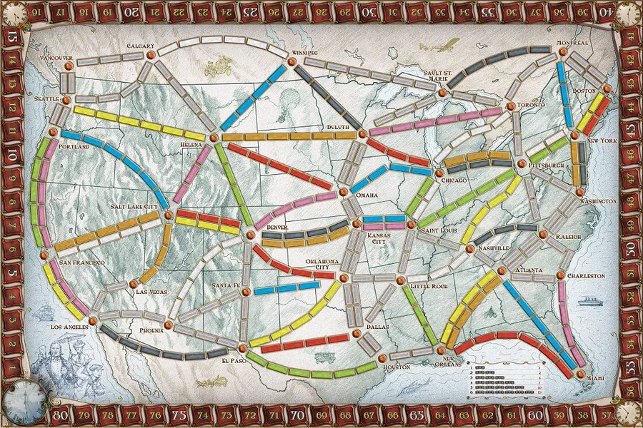 the North America ticket to ride board